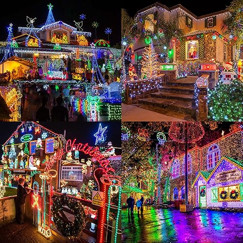 Miniatura 5 de Guirnalda de luces de Navidad que cambian de color, 115 pies 300 luces LED de Navidad para exteriores con control remoto, luces de cadena RGB