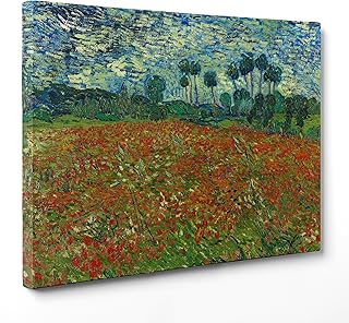 QUADRO SU TELA CANVAS - INTELAIATO - PRONTO DA APPENDERE - Van Gogh - Poppy field - Campo di Papaveri - 50x70cm - Senza Cornice - (cod.2666)
