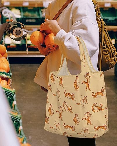 Vista 4 de WIRESTER Bolsa de comestibles reutilizable para mujer, bolsa de compras plegable, bonita bolsa de hombro, bolsa de playa