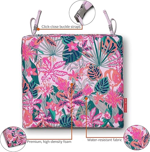 Miniatura 7 de Vera Bradley by Classic Accessories - Cojín de asiento de patio resistente al agua, 21 x 19 x 3 pulgadas, Ikat Island, cojines de asiento de espuma
