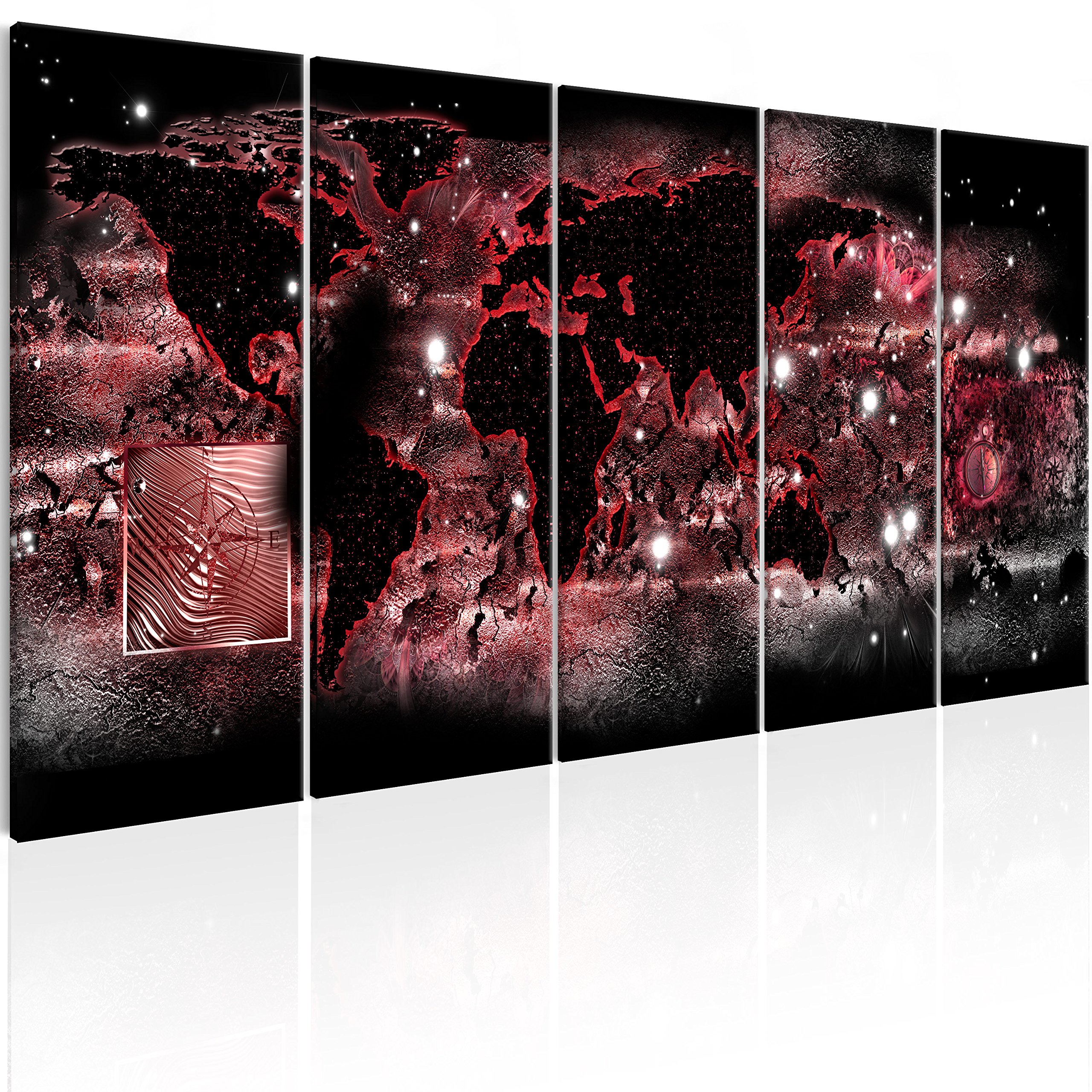 artgeist Acoustic Canvas Wall Art World Map 90x35 in - 5pcs Picture with Acoustic Foam Sound Print Artwork Room Acoustics Soundproofing k-A-0362-b-o