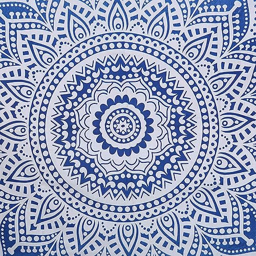 Miniatura 3 de Tapiz de mandala para decoración de dormitorio y sala de estar tapices de algodón bohemios para colgar en la pared azul degradado 84 x 54 pulgadas