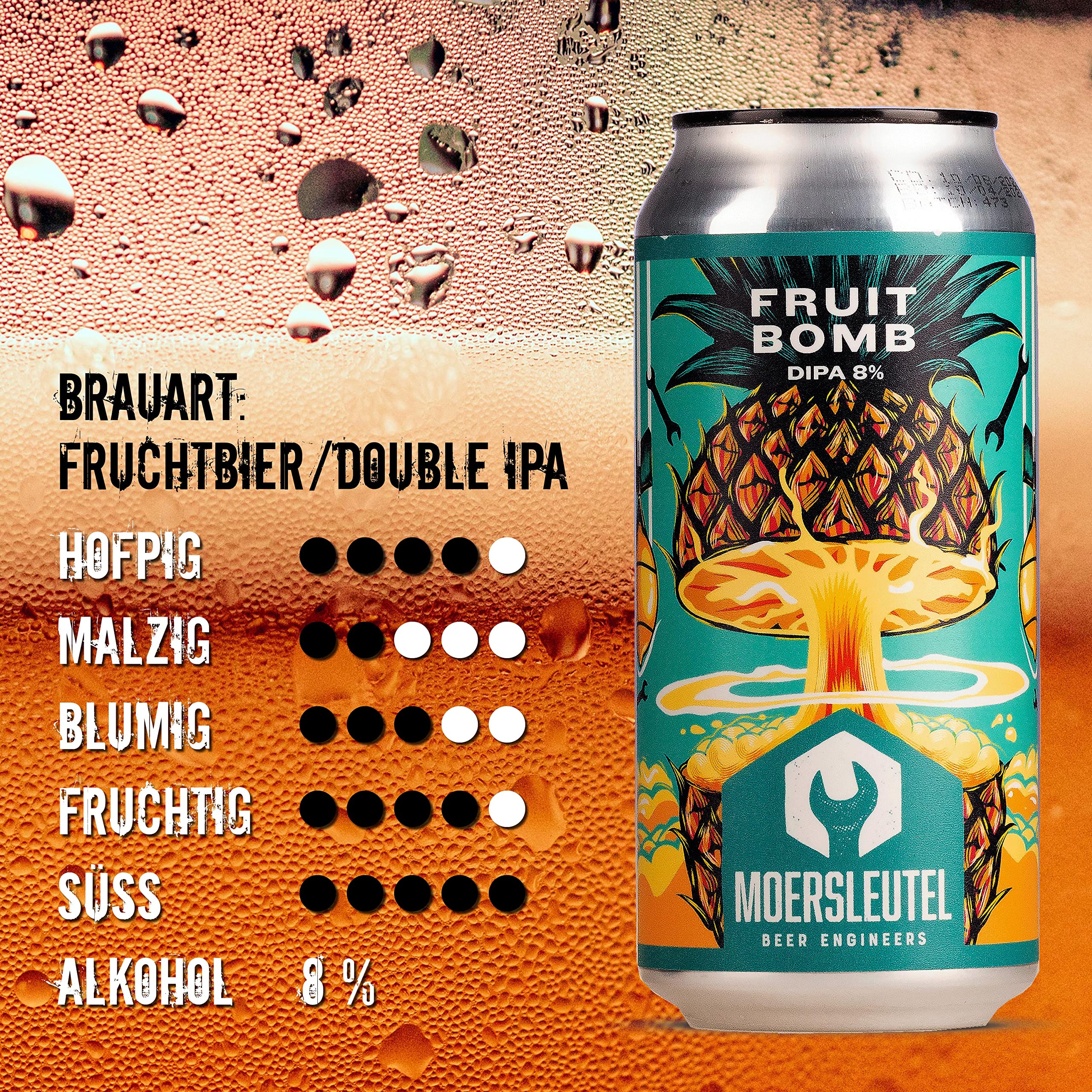 Moersleutel `Fruit Bomb´ Double IPA/Fruit Bomb 8% (24 x 0,44l) ** Sparpack 22+2 GRATIS ** (inklusive 6,00 € Pfand)