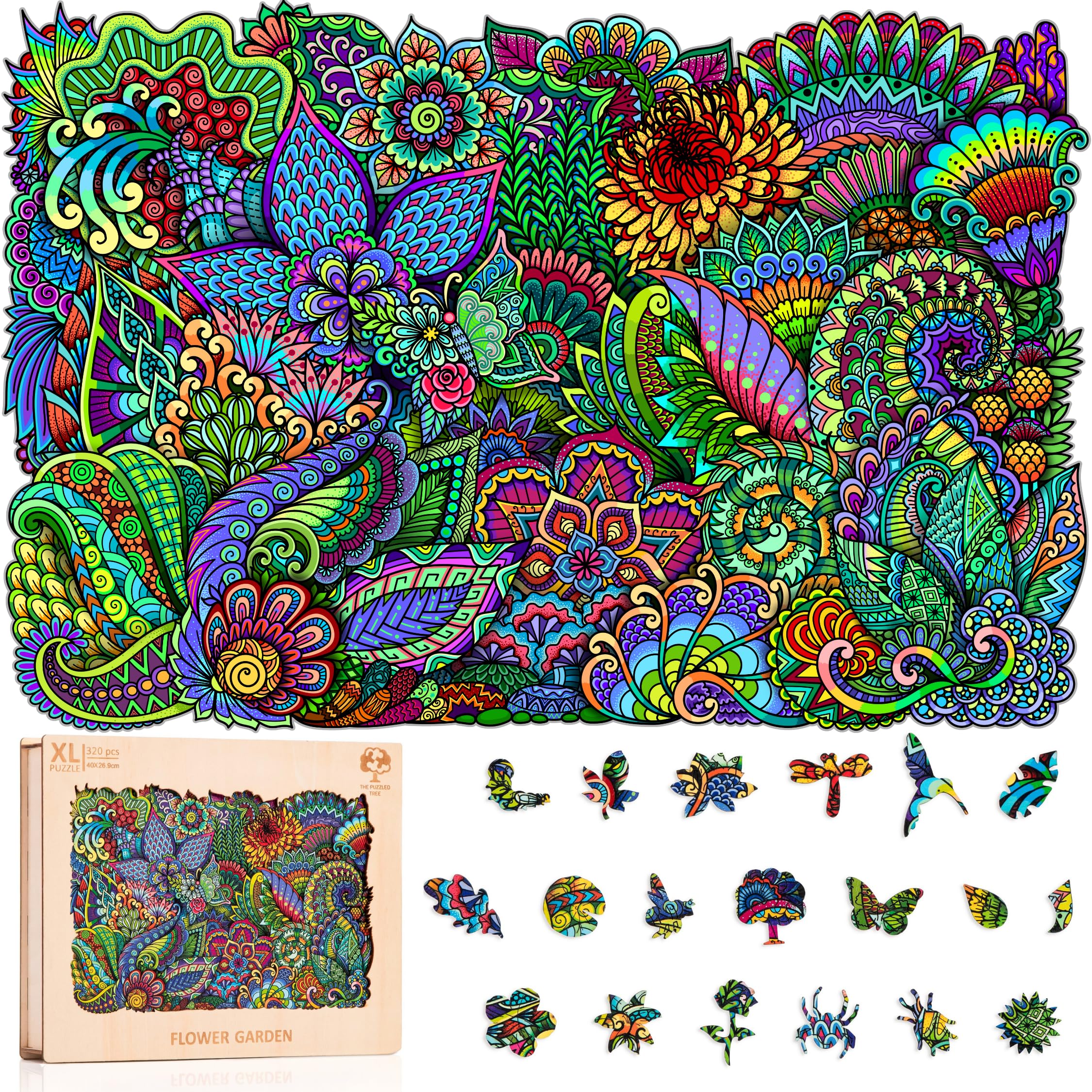 Sponsored Ad – Jigsaw Puzzles for Adults XL 320 Piece (40x27cm) – Flower Garden Wooden Jigsaw Puzzle for Adults by The Puzzled Tree Unique Gift Ready Puzzles
