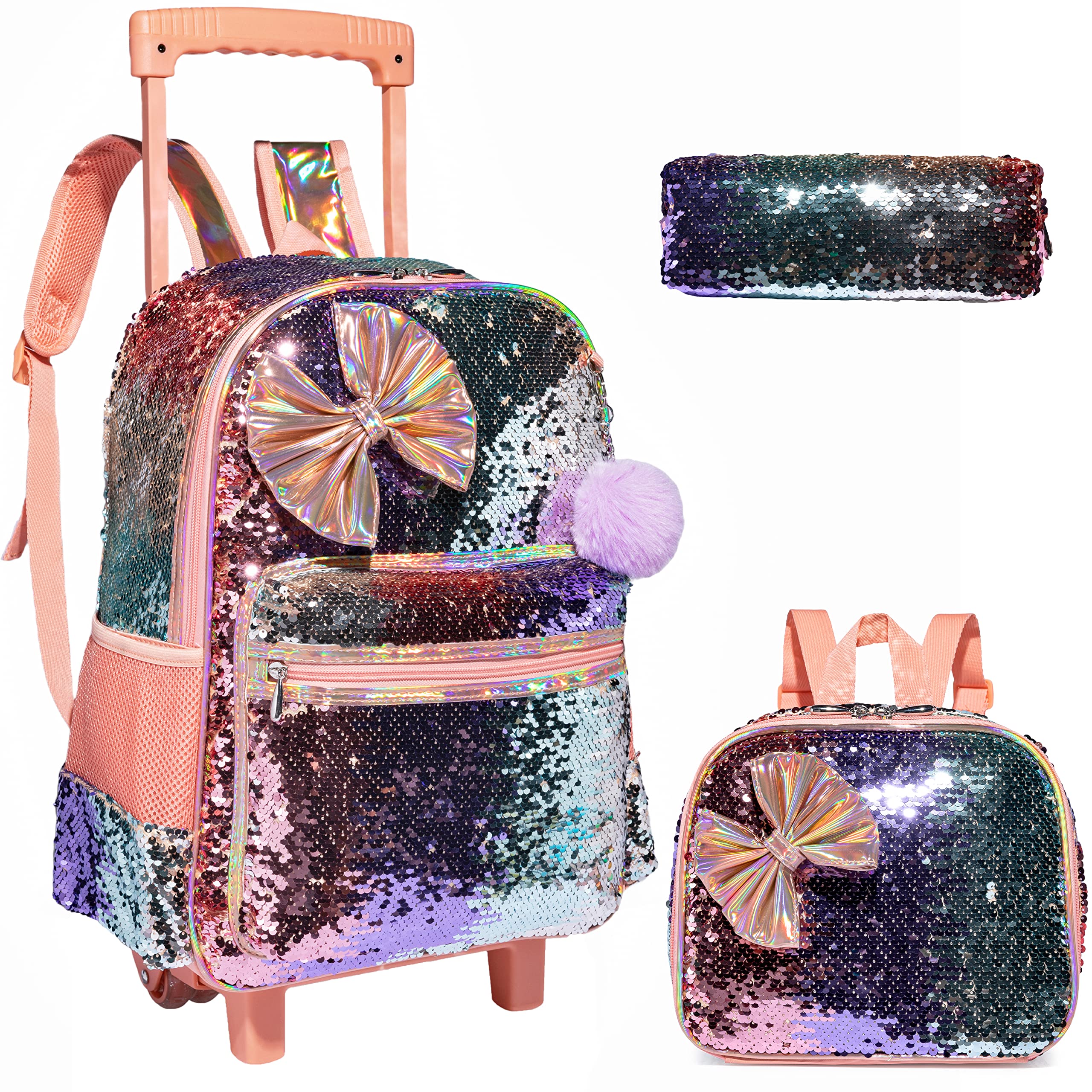 Egchescebo Mochilas Escolares con Ruedas Niña Alfabeto GP Mochila para Trolley