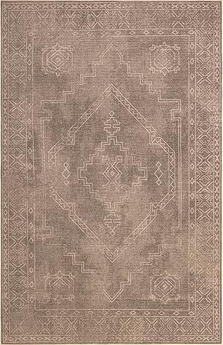 Miniatura 2 de nuLOOM Lorna Faded Easy-Yute Machibne - Alfombra lavable, 8 x 10, natural