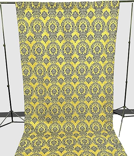 Miniatura 14 de New Creations Fabric & Foam Inc, panel de cortina de tafetán flocado de damasco, juego de 1, (negro sobre cobre, 5 pies de ancho x 10 pies de alto)