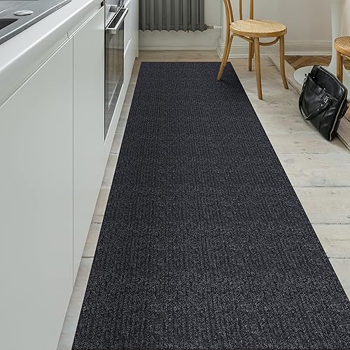 Ottomanson Scrabe Rib Collection - Alfombra impermeable antideslizante de goma, diseño sólido, 2 x 19 pulgadas, para interiores y exteriores, 2 pies