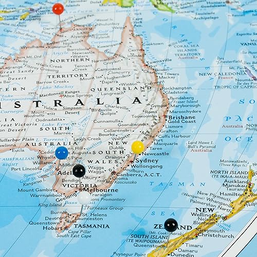 Miniatura 4 de Craig Frames Wayfarer, Mapa de viaje Classic World, marco negro galería y alfileres, 24 x 36 pulgadas