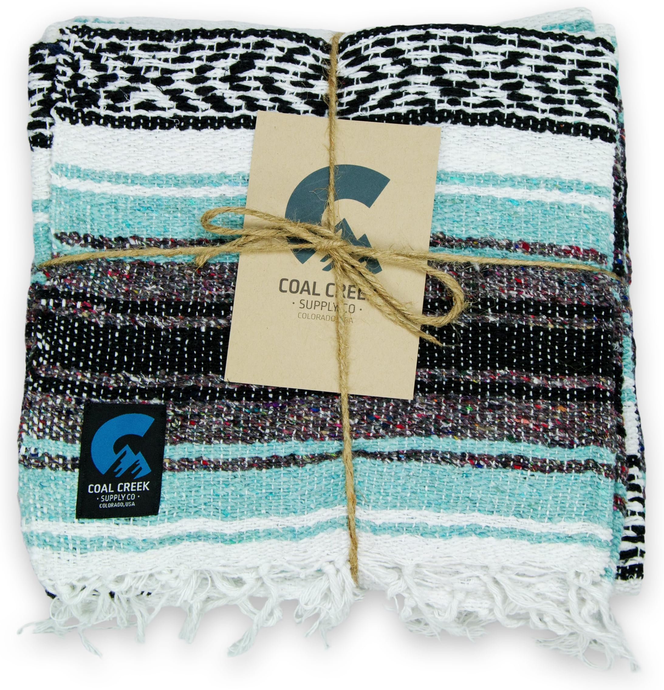 Classic Mexican Blanket, Authentic Falsa Soft Woven Blanket (Mint)