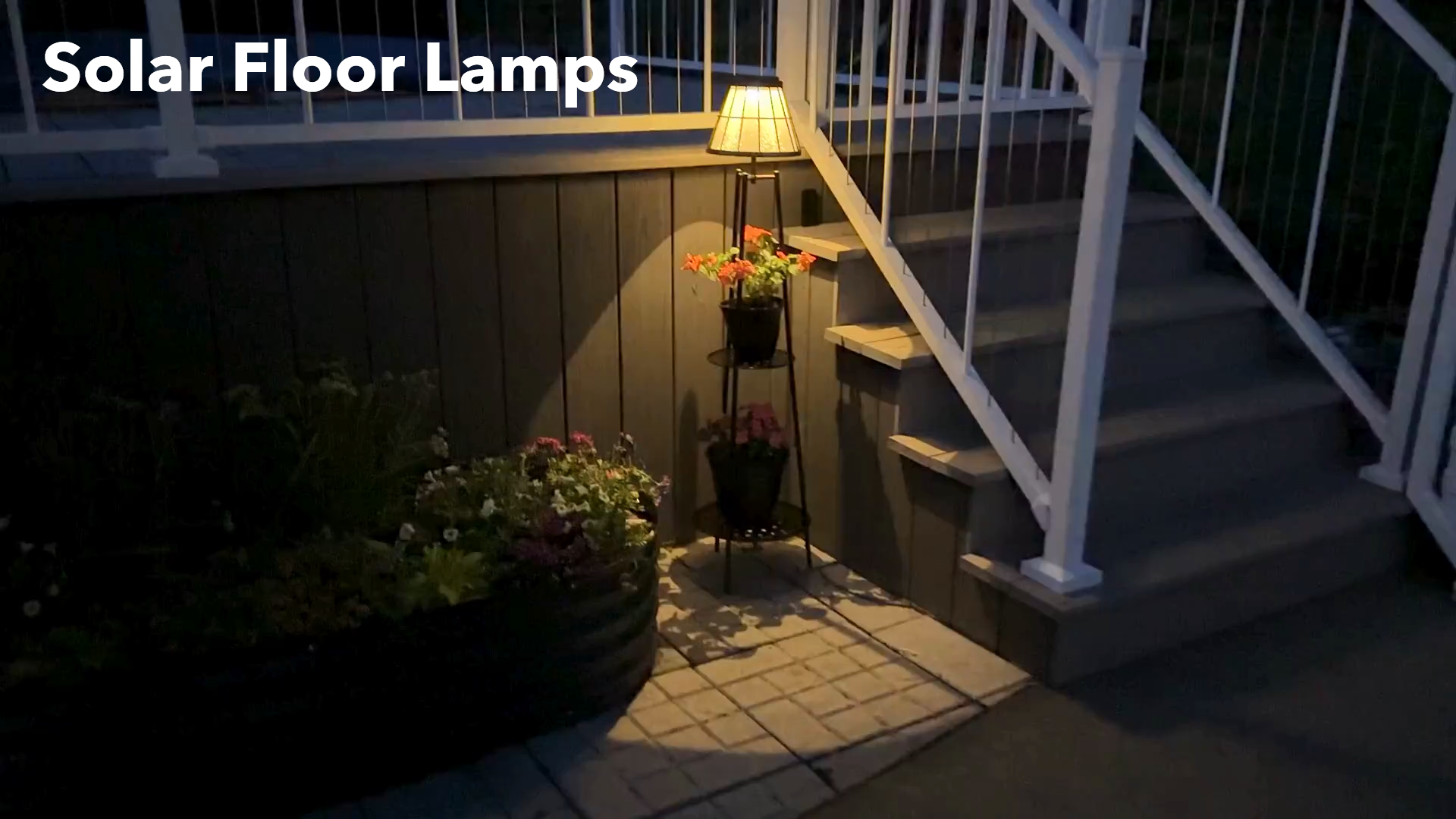 Metal Solar Floor Lamps Outdoor With 2 Plant Stand, 2 Pack Waterproof Solar Garden Lights, 45.4'' Solar Powered Street Lights For Patio Deck Yard - View #2