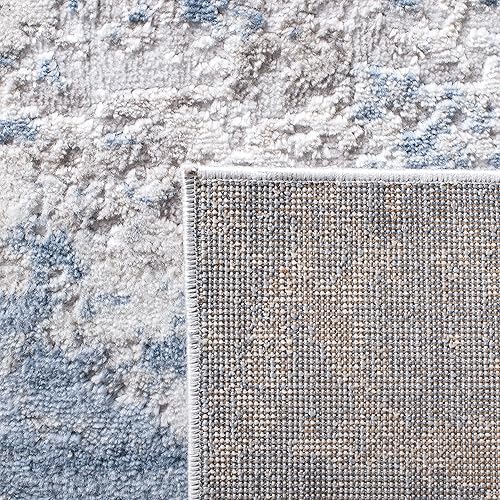 Miniatura 7 de SAFAVIEH Amelia Collection - Alfombra cuadrada de 6 pies 7 pulgadas, color gris y azul, diseño abstracto moderno, no desprende pelusa y de fácil