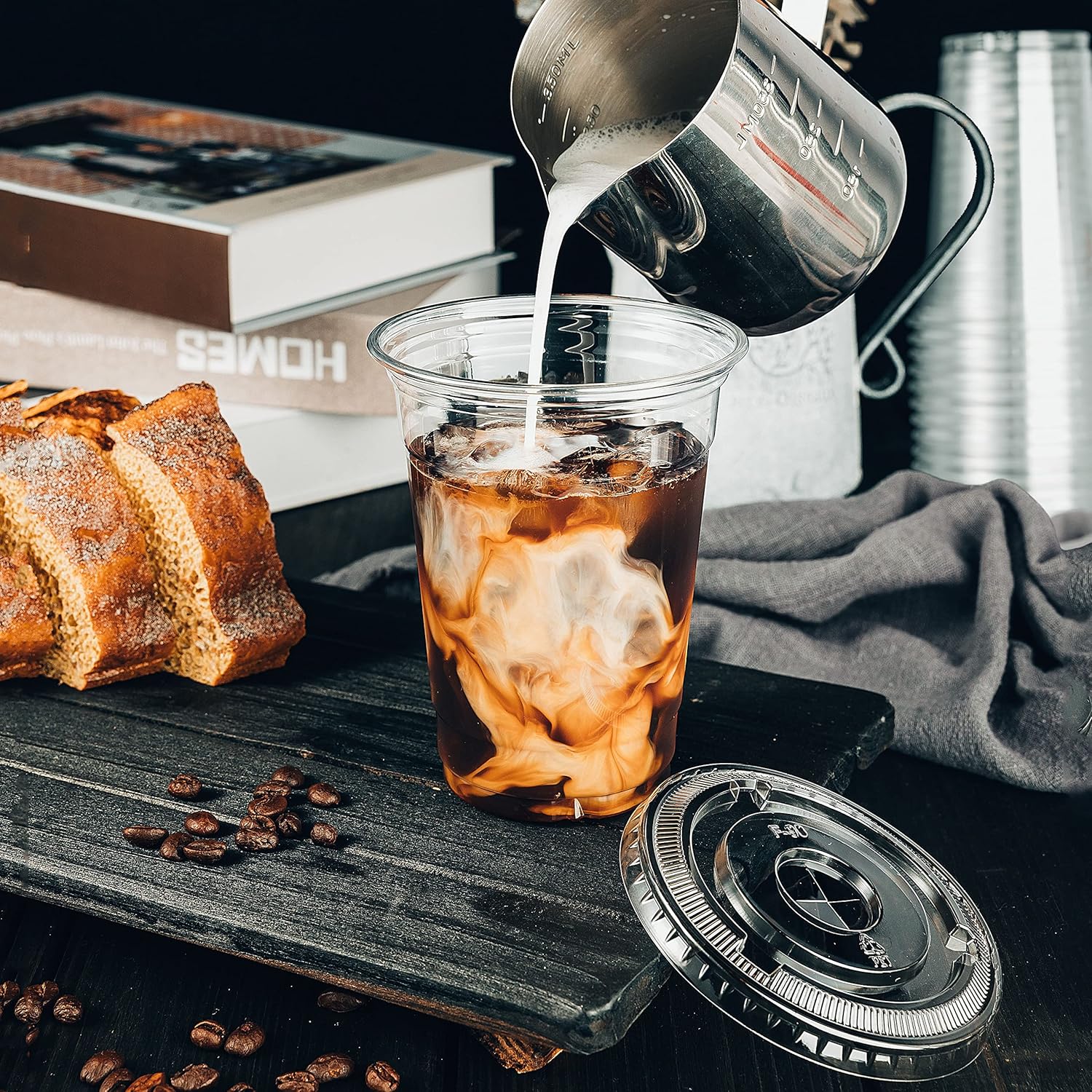 [100 Sets 12 Oz Plastic Cups with Lids, PET Crystal Clear Cups with Slotted Flat Lids, Popular Iced Coffee Cups with lid – Never Break & Keep Clean, 12oz Disposable Cup with Cover - Image 3