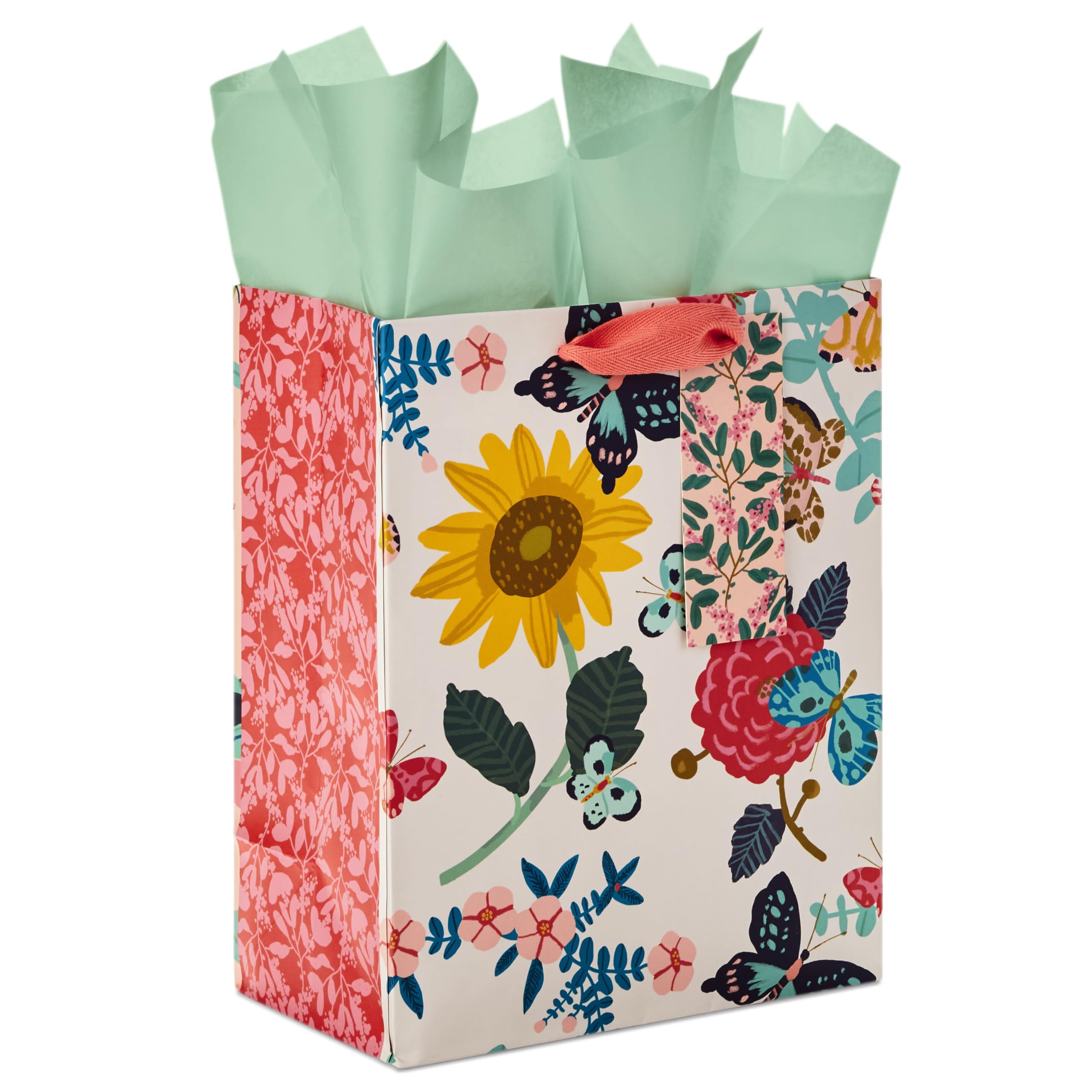 Hallmark 9" Medium Gift Bag with Tissue Paper (Bright Flowers) for Valentine's Day, Easter, Birthdays, Bridal Showers, Weddings, Baby Showers, Mother's Day