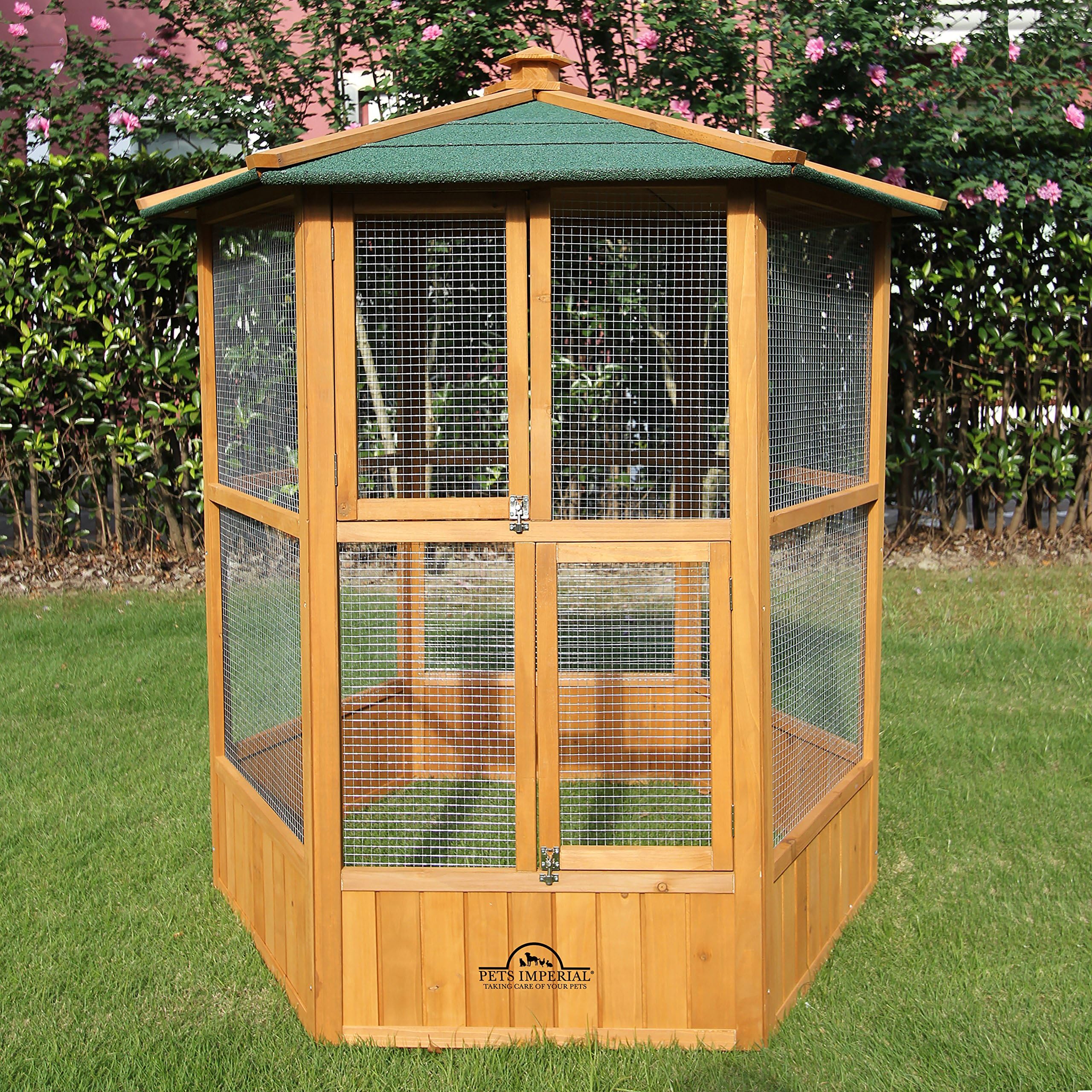 Pets Imperial® Regis Stunning Wooden Bird Aviary Hexgonal Design 5ft 2" by 4ft 9" Suitable for Small Birds