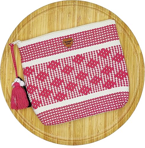 Miniatura 2 de Bolsas de maquillaje, Cosmetiquera Artesanal de Telar. Souvenir & Regalo Mexicano. Regalo Oaxaca. Bolsas hechas a mano de Oaxaca México. (Beige y