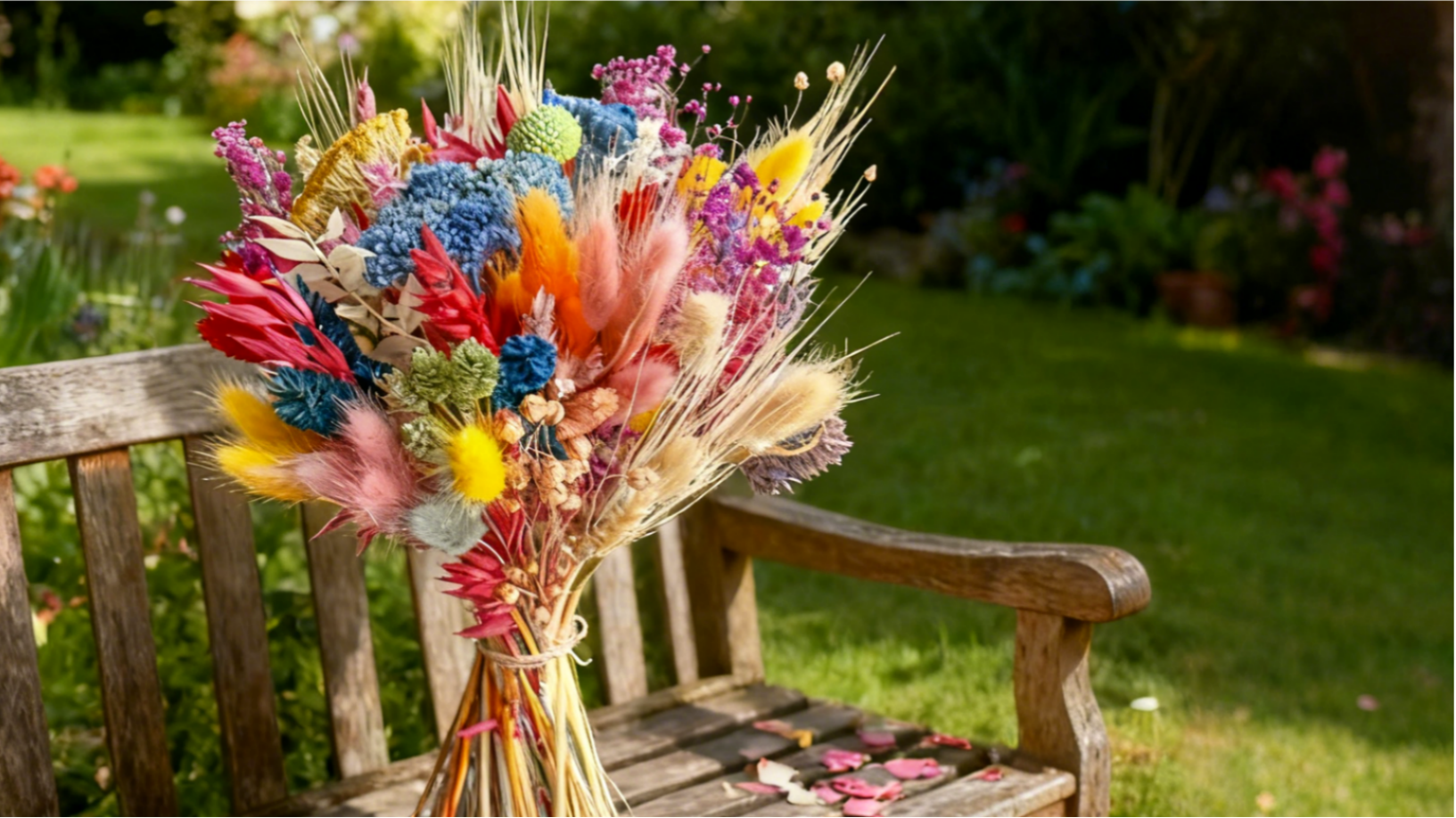 Ramo de Flores Secas Coloridas con Pasto Pampas Natural miniatura 7