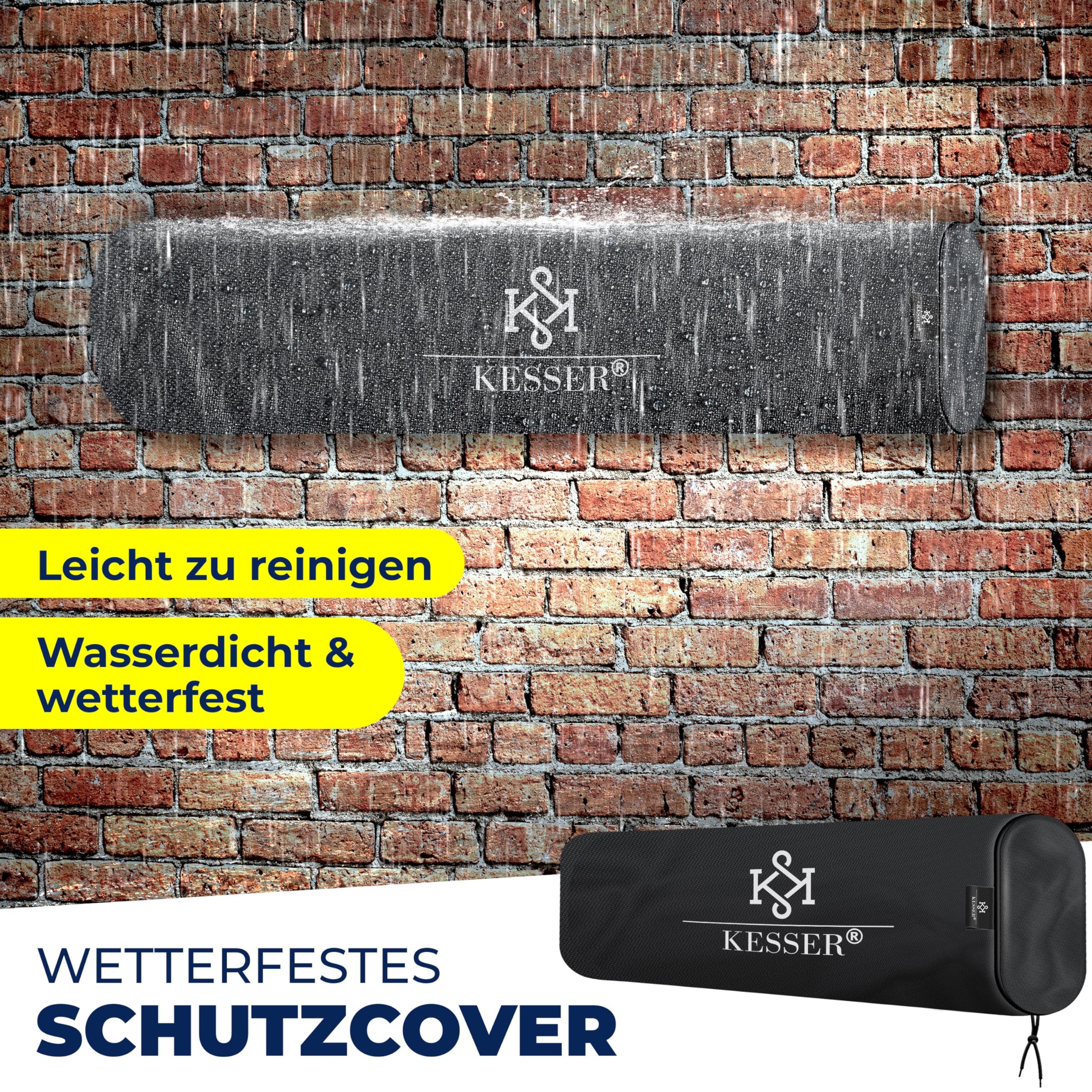 KESSER® Infrarotstrahler 2500 Watt Infrarot Heizstrahler mit Fernbedienung Terrassenstrahler inkl. Schutzhülle Wärmestrahler Quarzstrahler, Wandhalterung Terrassenheizer (Schwarz)