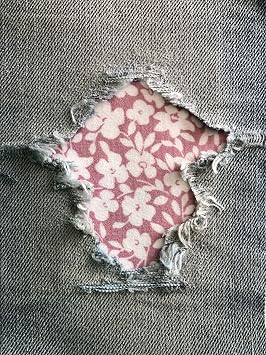 Ditsy Floral in Stretch Jean Patches Super Strong Iron On- by Holey Patches Assorted Sizes Mauve/Ivory, 4" x 4" Set of 2