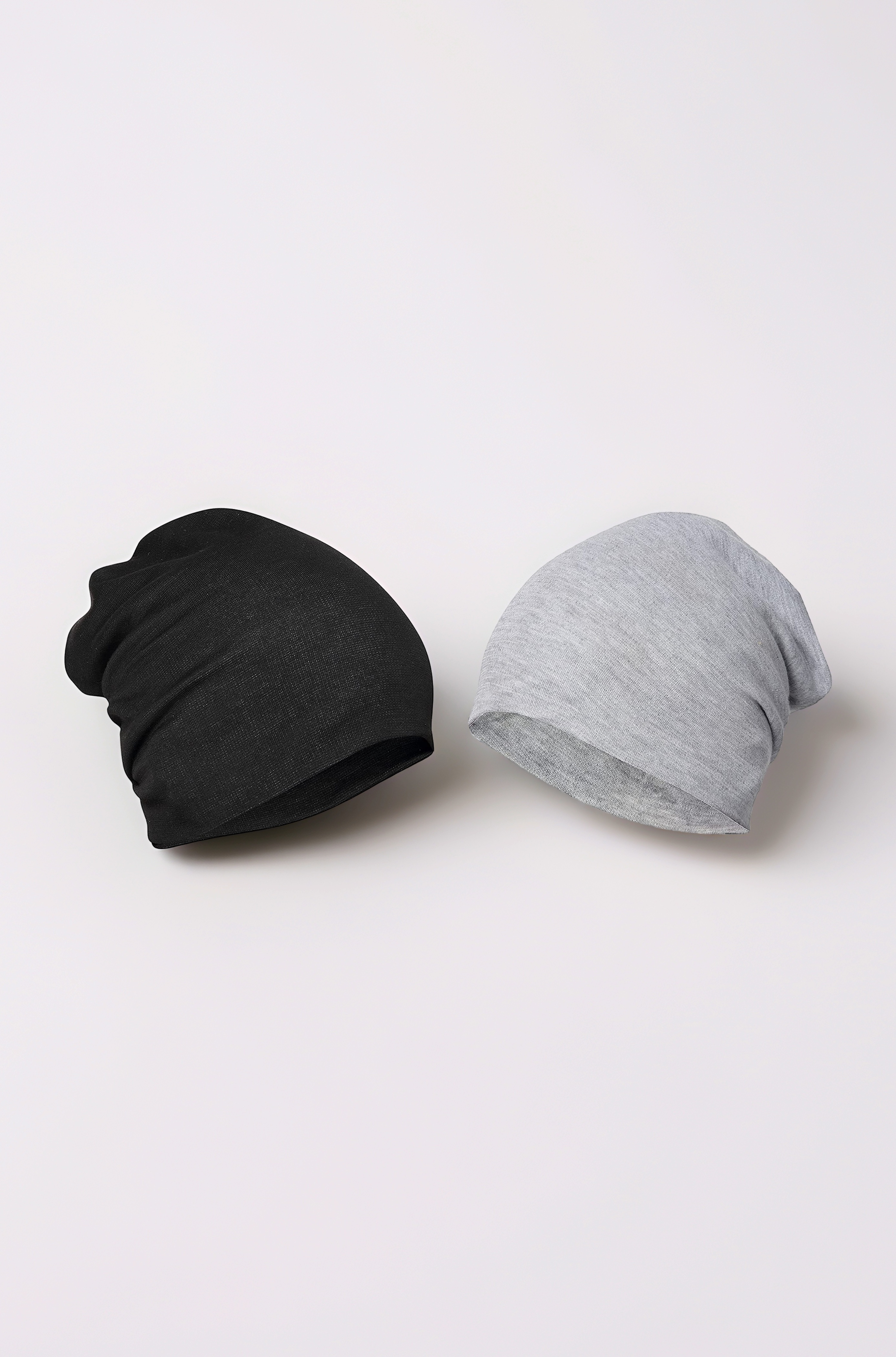Cotton Long Beanie for Men Women Headwear Slouchy Skull Cover Cap Fashion Accessories Topa Pack of 2pcs Black Grey Color Beanie