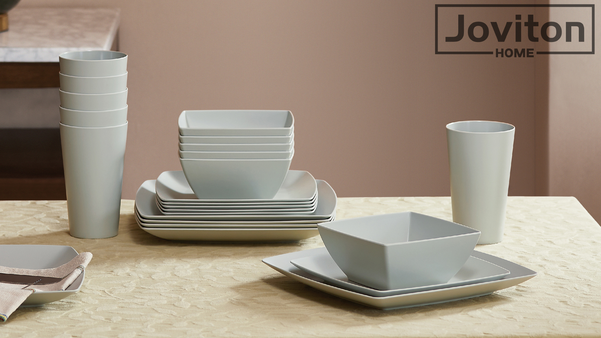 Amazon.com | Joviton HOME 24-Piece Square Melamine Dinnerware Sets