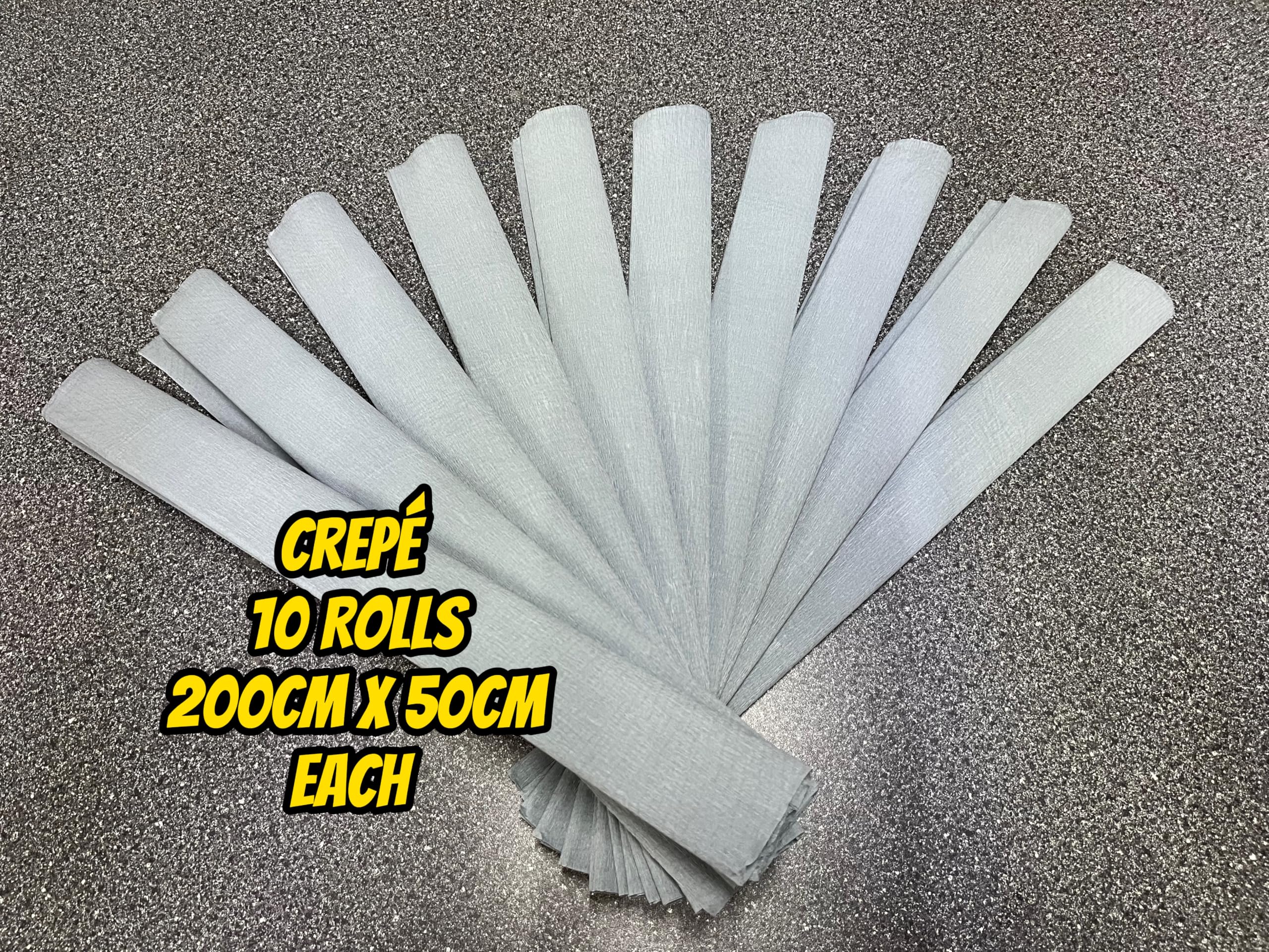 Crepe Paper 10 Sheets of 80x20 Inches Best Mexican Crepe Paper (#25 Gris- Gray)