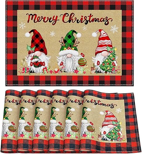 Juego de 6 manteles individuales de Halloween para mesa de comedor lavable de lino calabaza Jack-O-Lanterns para comedor decoración de mesa para