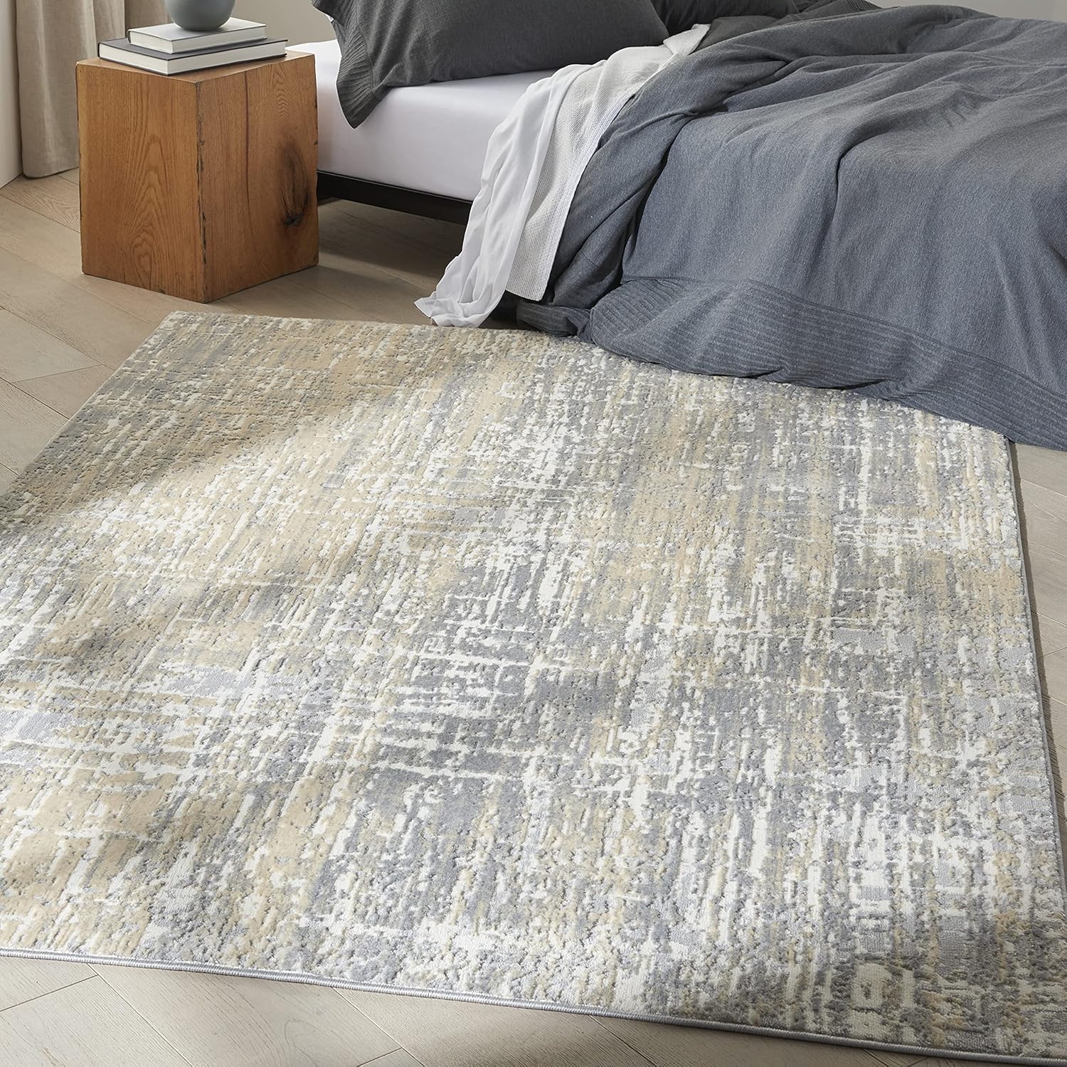 Calvin Klein Enchanting Seaglass/Ivory 3'2" x 5' Area Rug, Modern, Abstract, Easy Cleaning, Non Shedding, Bed Room, Living Room, Dining Room, Kitchen (3' x 5')