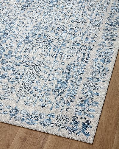 Miniatura 7 de Loloi Rifle Paper Co x Maison Collection MAO-07 - Alfombra de pasillo tradicional azul de 2 pies 6 pulgadas x 12 pies 0 pulgadas