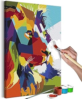 murando Dipingere con i Numeri Kit Animali Leone 40x60 cm DIY Fai da Te Quadri da Dipingere Numerati per Adulti Bambini Dipinti a Mano su Tela Pittura Cornice Cadre Home Decor n-A-1545-d-a