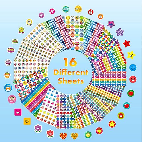 Miniatura 2 de 6844 PCS Calcomanías de Incentivo, 64 Hojas de Calcomanías Redondas, Animales Donas Cupcakes Estrellas Corazones Motivacionales Maestro Aula Regalos
