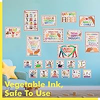 Vista 7 de Juego de 22 pósteres de esquina relajantes, juego de tableros de anuncios de salud mental con película de PET, de gran tamaño, borrable, control