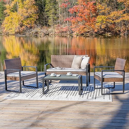 Miniatura 5 de JONATHAN Y LVG1102B-4SET Elina - Juego de 4 piezas para patio al aire libre, moderno, estilo costero, de mediados de siglo, clásico, transicional,