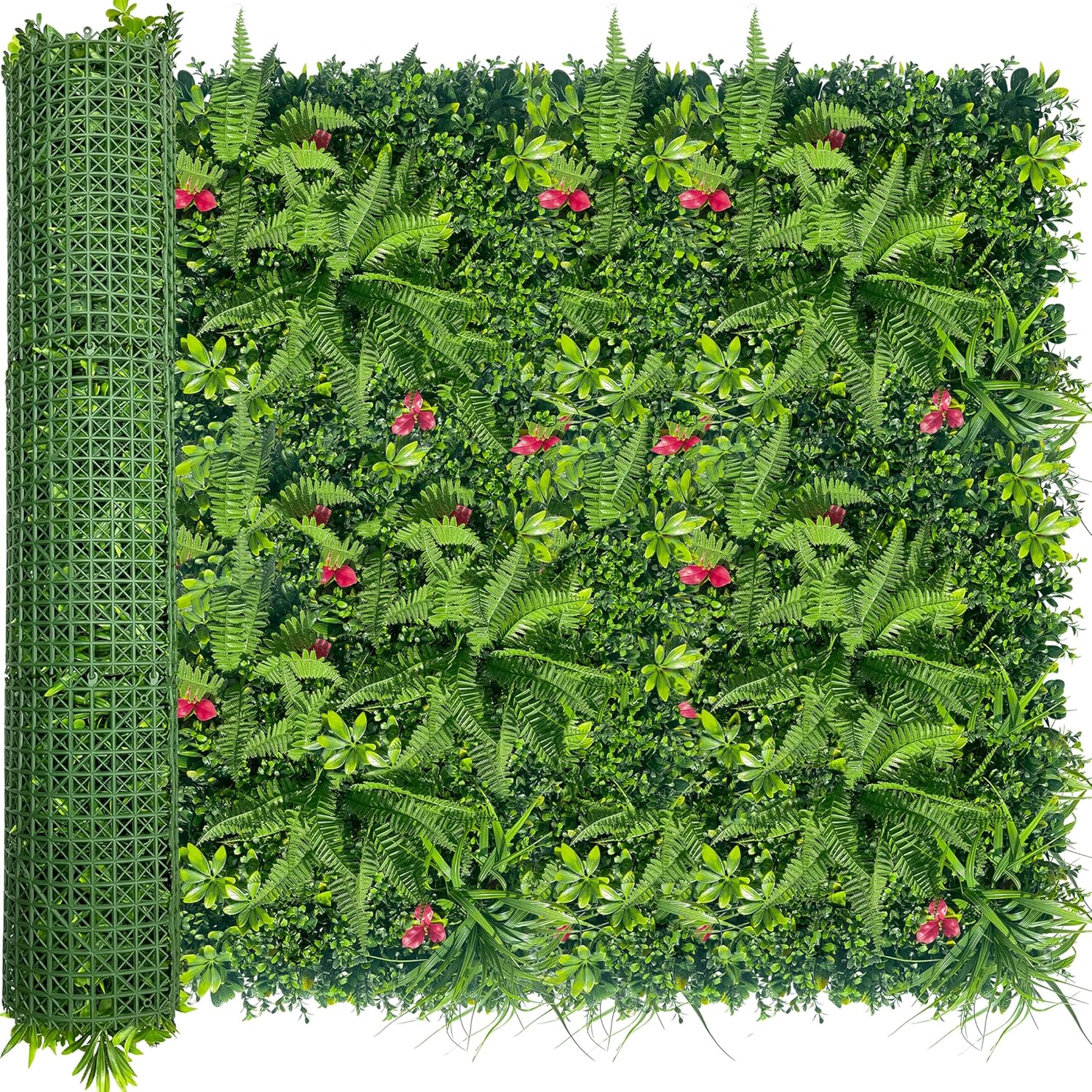 Artificial Grass Wall Backdrop Panels: 40×40 in UV-Anti Greenery Boxwood Panels for Indoor Outdoor Green Plant Wall Decor & Ivy Fence Covering Privacy