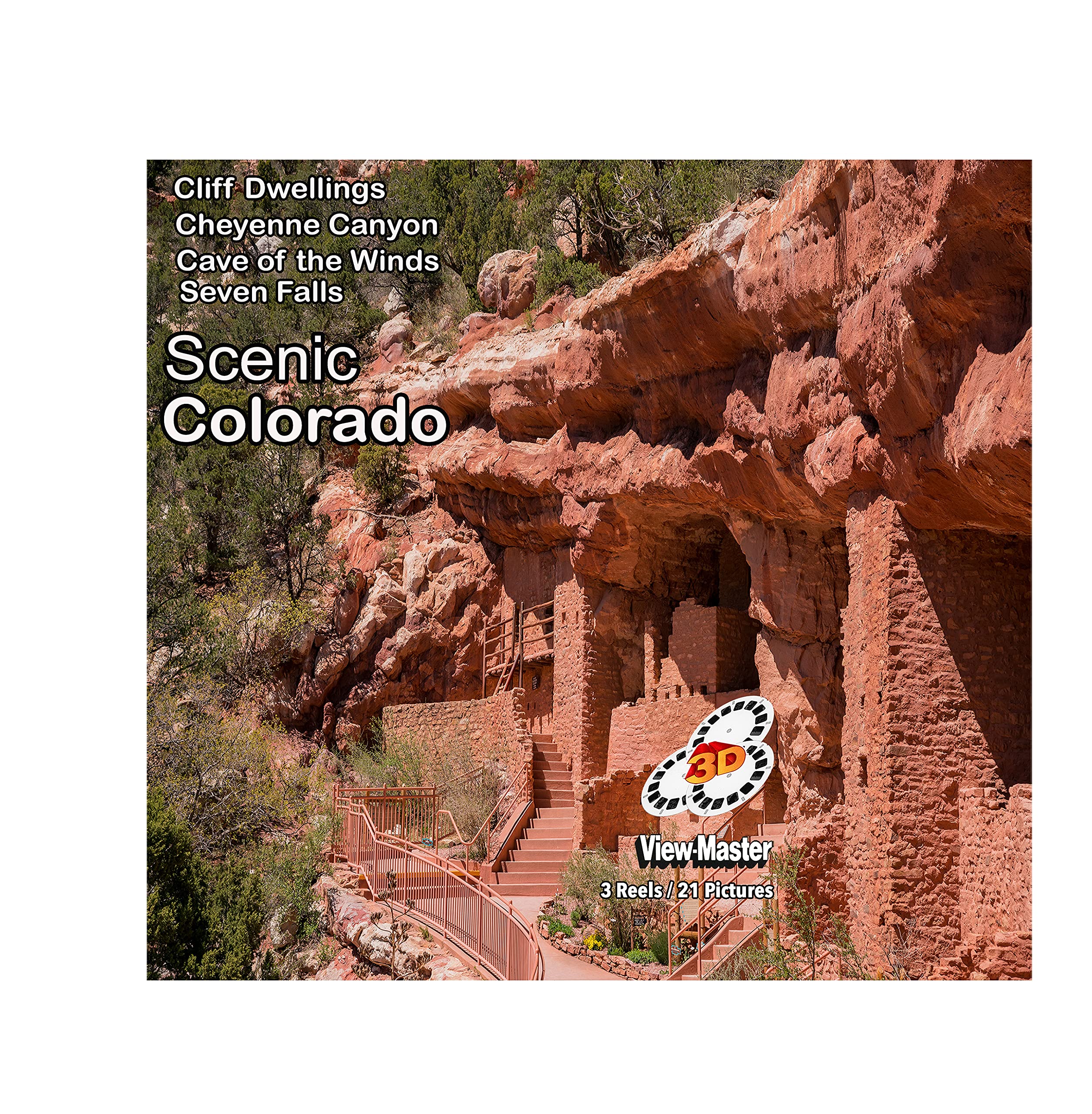 View Master Scenic Colorado Cliff Dwellings Museum; 7 Falls; Cave of The Winds - 3 Reel Set