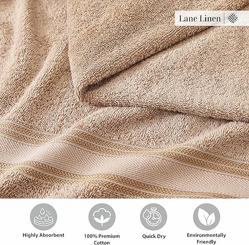 Vista 31 de LANE LINEN Juego de toallas de baño 100% algodón, 18 piezas, cero torsión, secado rápido, súper suaves y altamente absorbentes, 6 toallas de baño, 6
