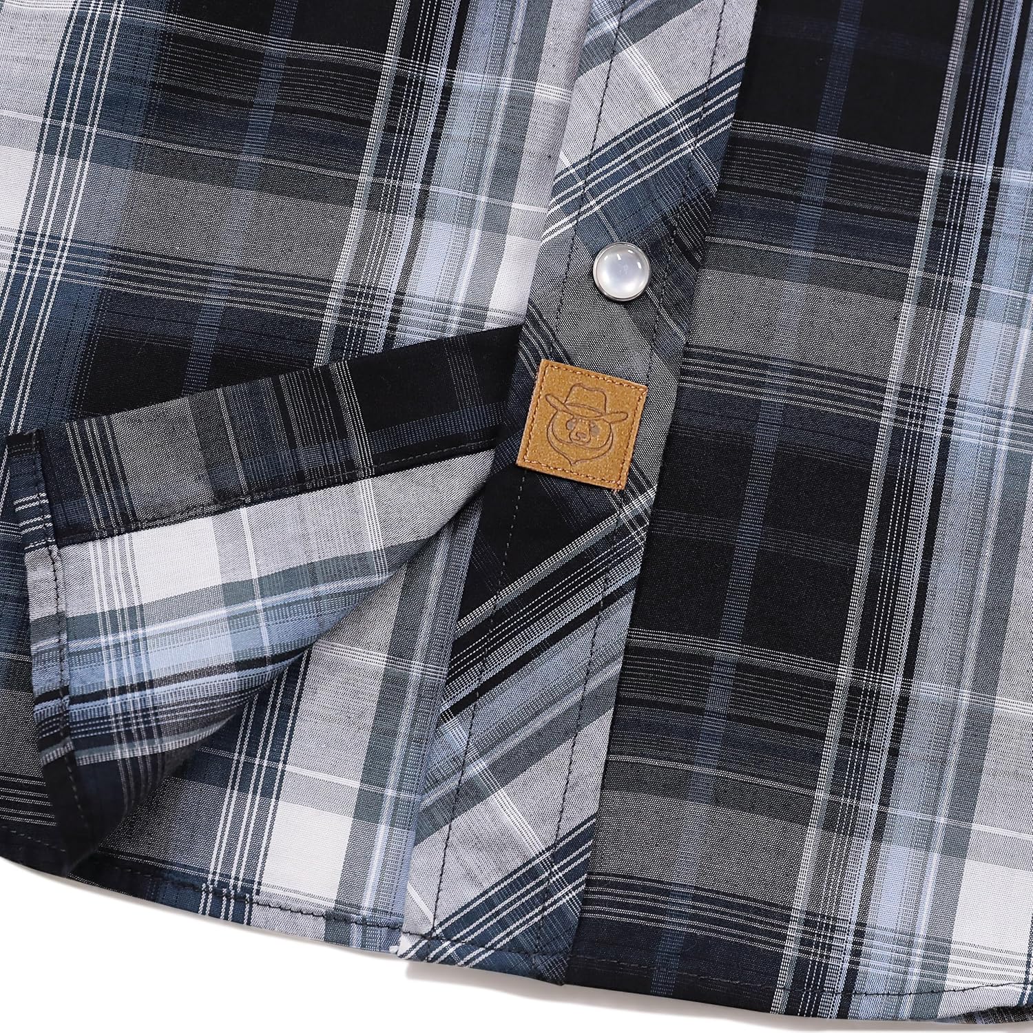 Dubinik® Western Shirts for Men Short Sleeve Plaid Pearl Snap Shirts for Men Button Up Shirt Cowboy Casual Work Shirt - Image 3