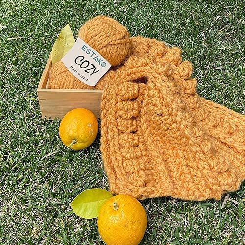Miniatura 6 de Estako Cozy Thick & Quick Yarn - Hilo grueso y rápido, 20% lana, 80% acrílico, suave, súper voluminoso, peso #6, 3.52 oz (100 gr), 65 yardas (196.9