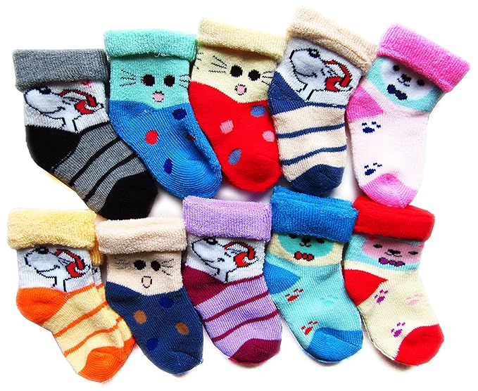 RC. ROYAL CLASS Baby Boys Cotton Socks (Multicolour, 2 -8 Months) -Pack of 10 Pairs