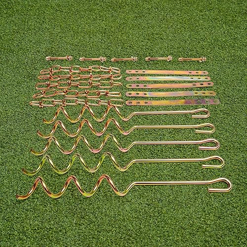 Miniatura 4 de Sportspower MSC-5672 Deluxe Sacacorchos Kit de herrajes de anclaje de tierra de metal de 5 piezas para juegos de columpios y trampolín - Oro