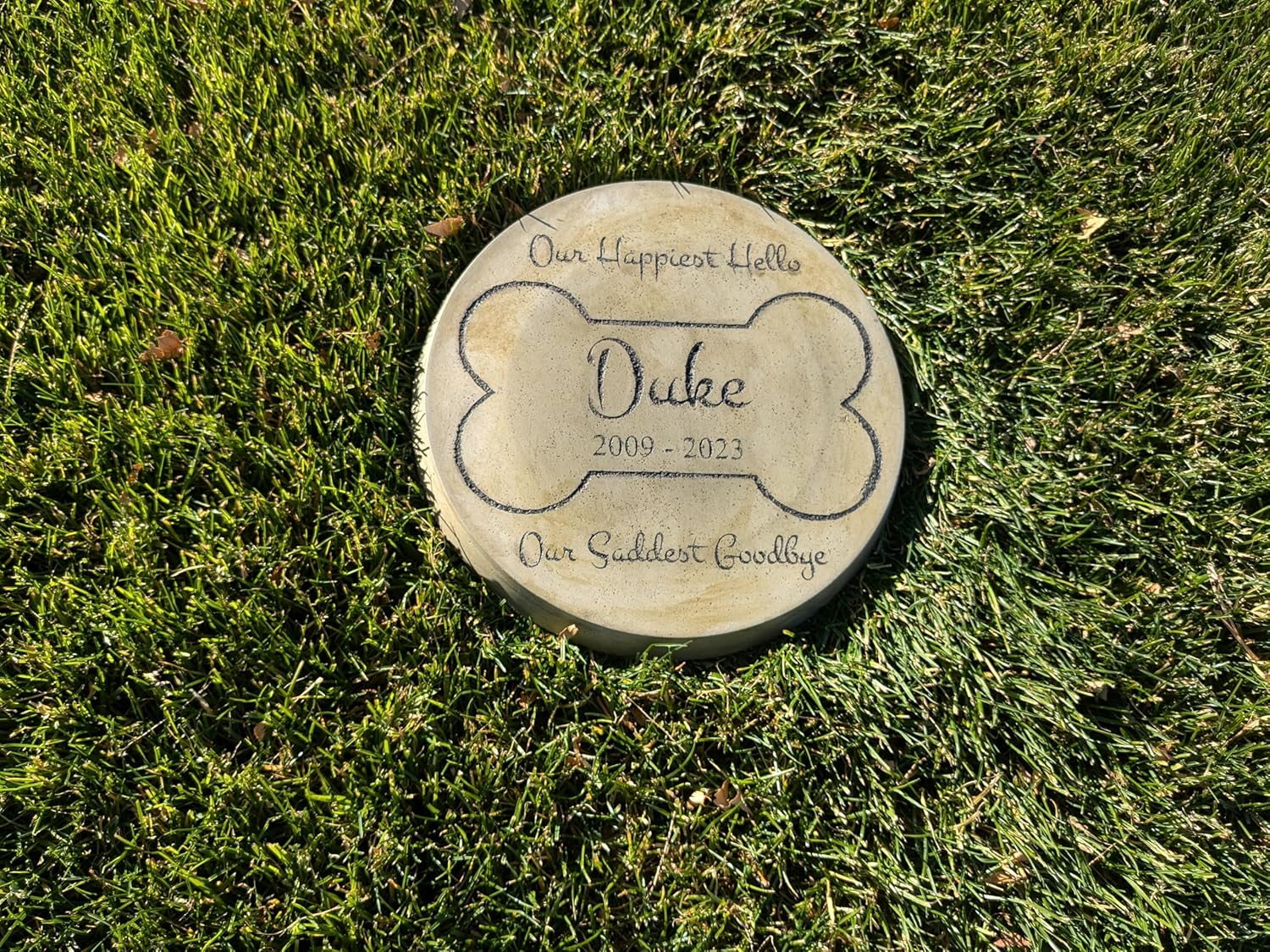 Custom Engraved Pet Memorial 11" Diameter 'Our Happiest Hello Our Saddest Goodbye