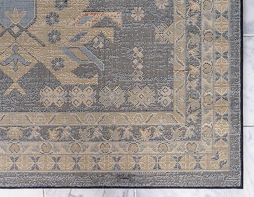 Miniatura 9 de Unique Loom Heriz Collection Alfombra de área parcial, Polipropileno, Azul marino