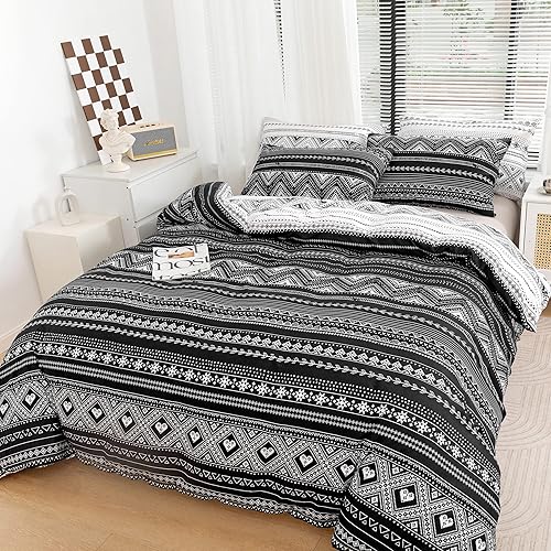 Miniatura 3 de Juego de funda de edredón tamaño Queen de 5 piezas, 1 funda de edredón + 4 fundas de almohada, cierre de cremallera doble