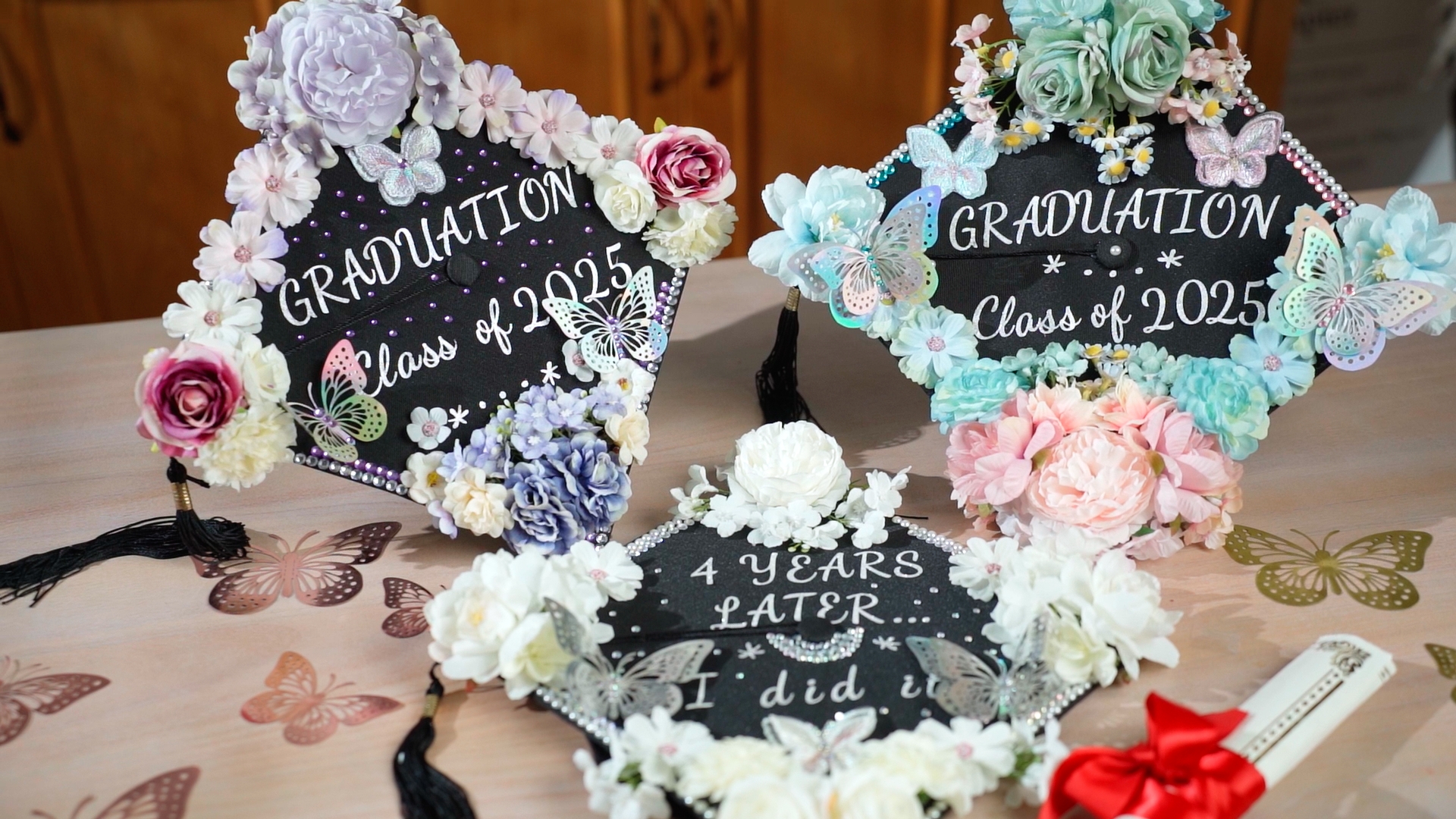 Butterfly String Lights Solsew Graduation Cap Decorations Kit Grad Cap ...