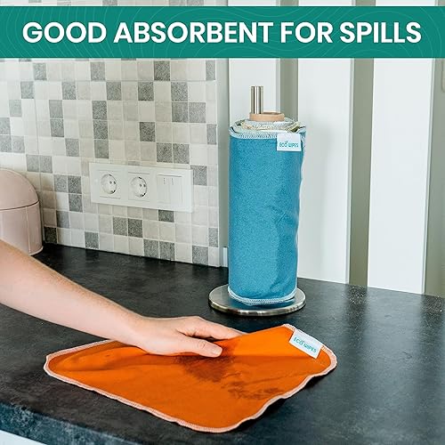 Miniatura 6 de 24 toallas de papel reutilizables  Toallas de papel de tela hechas de 100% algodón para una alta absorción servilletas lavables para uso diario