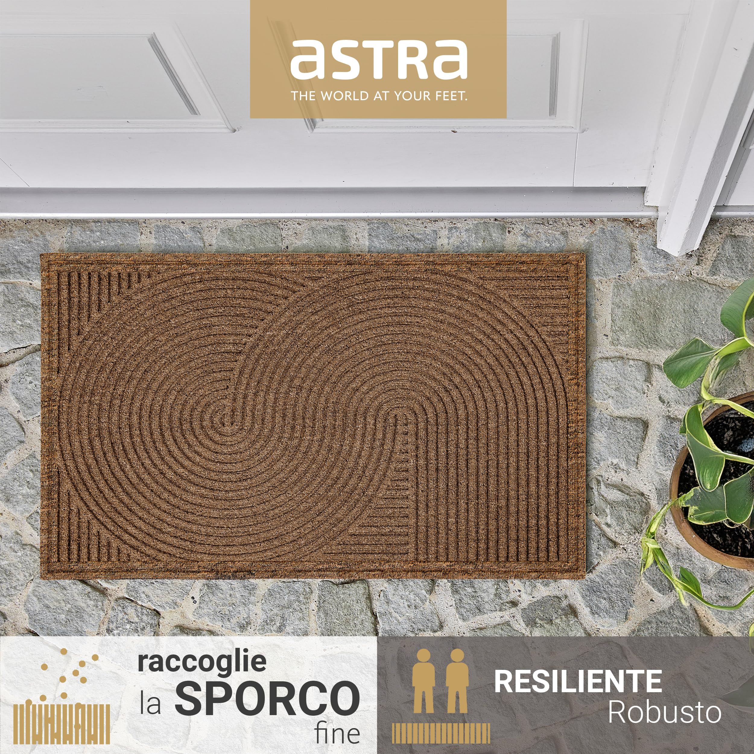 Zerbino per esterni antiscivolo, resistente alle intemperie, ingresso e balcone, 45x75 cm, beige