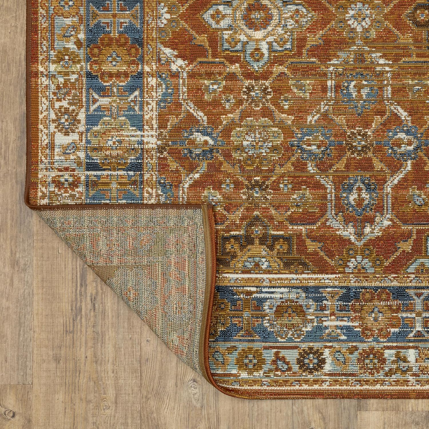 Oriental Weavers Naples Indoor/Outdoor Rug - 1204X - 2' x 3'3" - in Rust/Blue - Vintage Inspired, Water, Stain and Fade Resistant, Hose Clean, Patio, Outdoor Living Area Rug