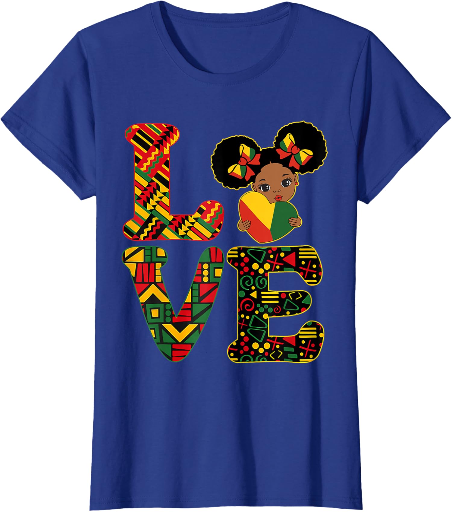 LOVE Black History Month Strong African Support Ladies' Crewneck T-Shirt - Picture 9 of 9