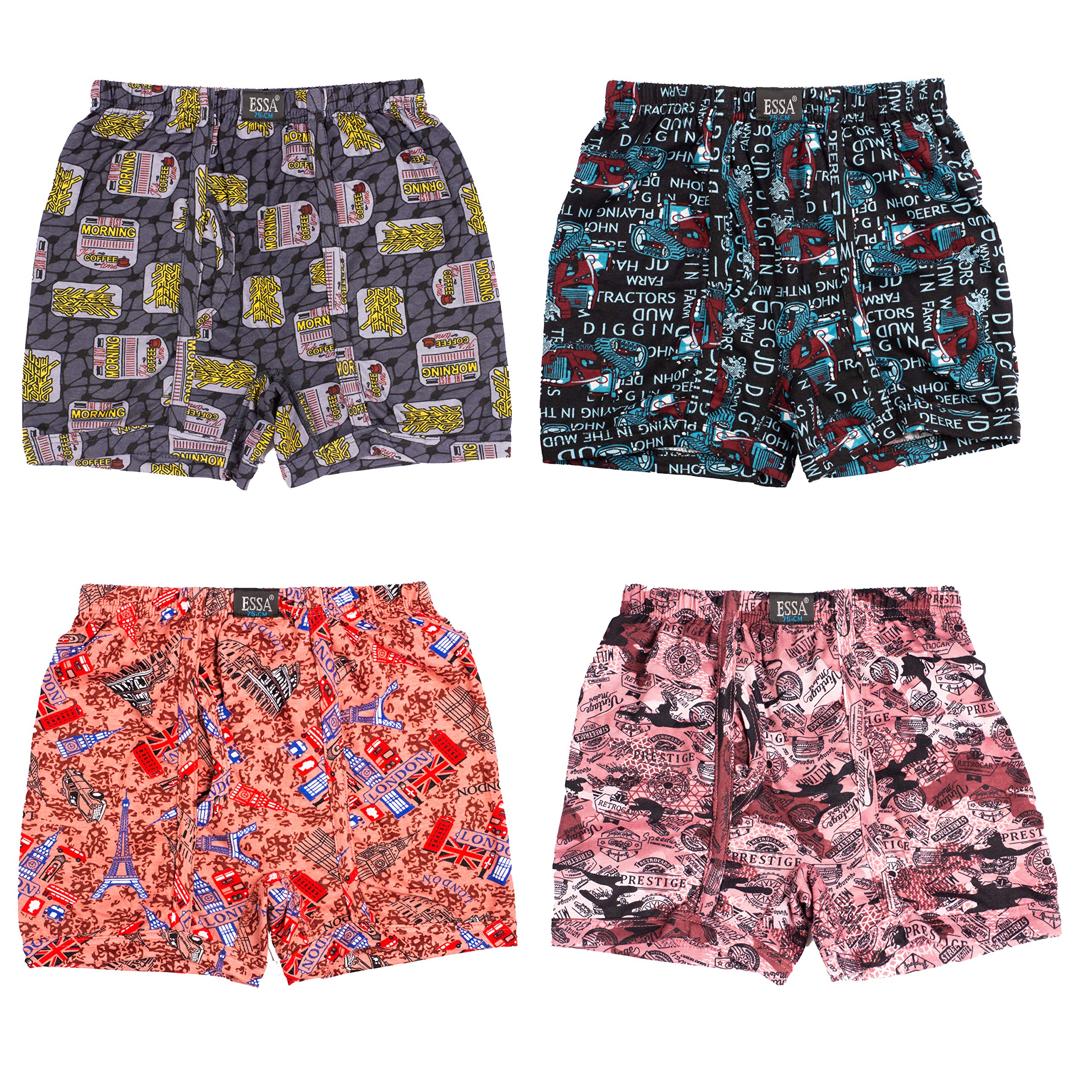 ESSABoy's Printed Trunks Underwear 4pcs Combo [Cornea Passion Junior] Multicolour | Comfortable | Stylish & Durable Undergarments for Active Kids | Perfect Blend of Fun and Functionality
