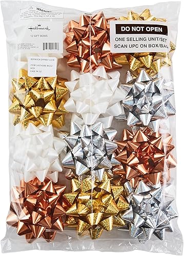 Miniatura 4 de Hallmark - Surtido de lazos para regalos, 12 unidades (oro, plata, bronce, blanco) para cumpleaños, Día de la Madre, bodas, despedidas de soltera,